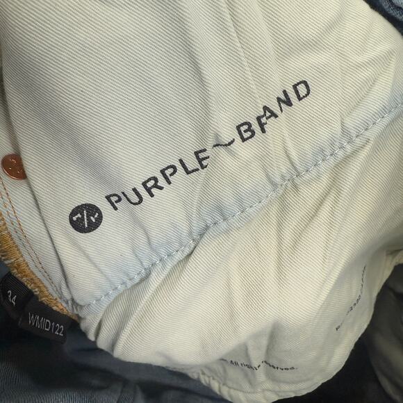 PURPLE BRAND Ripped Knee Blowout Slim Jeans Blue Distressed Denim P002 Size 34 - Picture 9 of 10